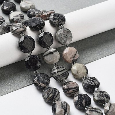 Natural Black Silk Stone/Netstone Beads Strands G-NH0004-037-1