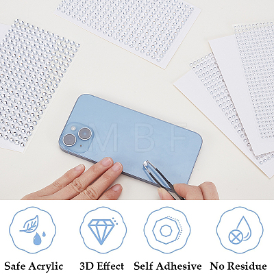 4 Sheets 4 Styles Acrylic Imitation Pearl Stickers Paper Sheets for Craft DIY-SP0002-64B-1
