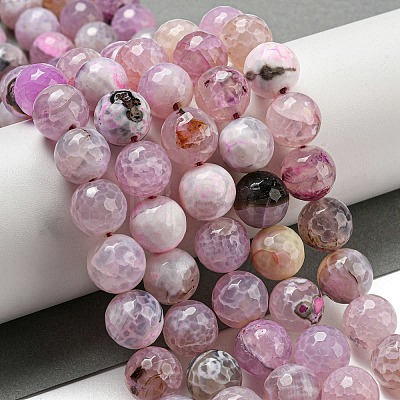 Faceted Natural Fire Crackle Agate Beads Strands G-F447-12mm-J08-1