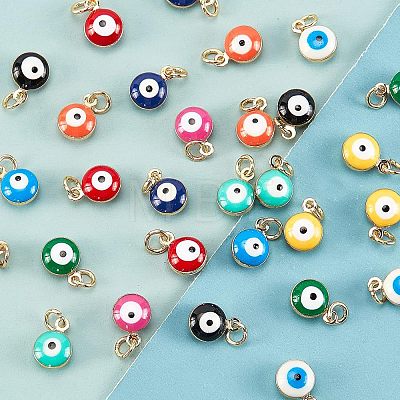 40Pcs 10 Colors Real 18K Gold Plated Plated Brass Enamel Beads KK-NB0001-45-1