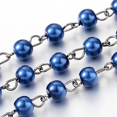 Handmade Glass Pearl Beaded Chains for Necklaces Bracelets Making AJEW-JB00133-1