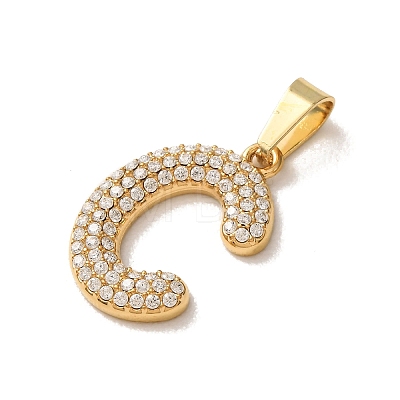 304 Stainless Steel Micro Pave Clear Cubic Zirconia Pendants CU-CBA703A-05G-C-1