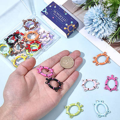 26Pcs 13 Colors Spray Printed Alloy Spring Gate Rings FIND-SC0022-40-1