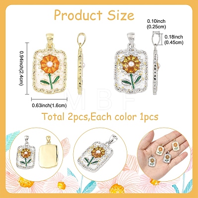 2Pcs 2 Colors Brass Enamel Pendants KK-YW0004-61-1