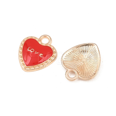 Red Love Heart Alloy Enamel Pendants PALLOY-A024-03KCG-1
