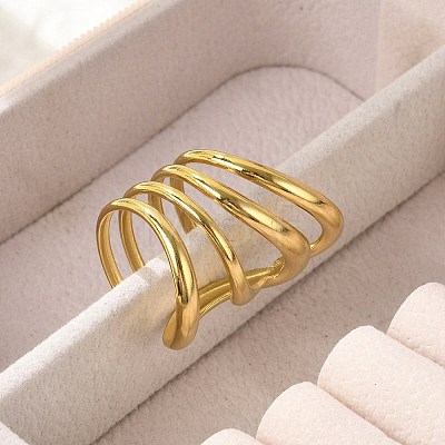 304 Stainless Steel Multi-layer Cuff Rings for Women RJEW-G338-16G-1