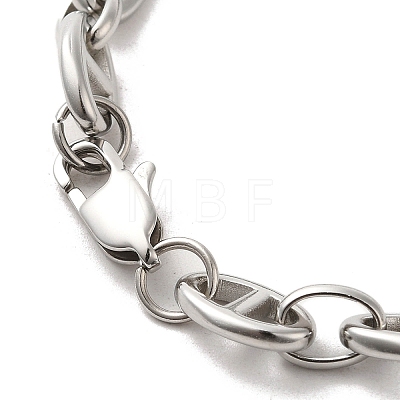 304 Stainless Steel Oval Link Chain Bracelets BJEW-D030-11A-P-1