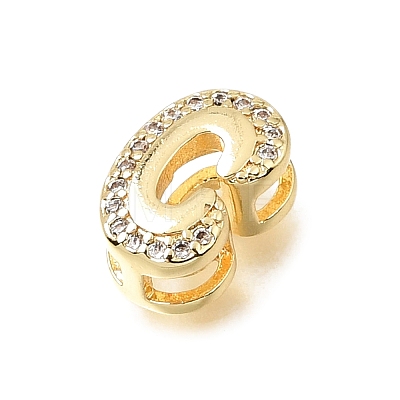 Brass Micro Pave Clear Cubic Zirconia Initial Spacer Bars KK-E802-34G-C-1