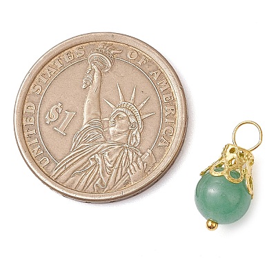 Natural Green Aventurine/Amethyst/Rose Quartz/Lava Rock/Quartz Round Pendants PALLOY-JF03183-01-1
