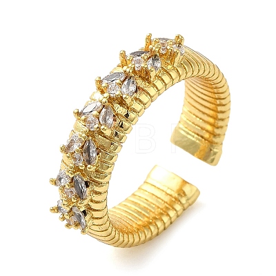 Brass Micro Pave Cubic Zirconia Cuff Rings RJEW-P102-14G-1