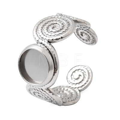 Spiral 304 Stainless Steel Cuff Ring Components STAS-P454-02A-P-1
