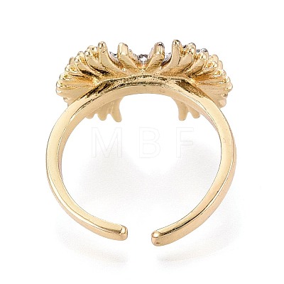 Brass Micro Pave Clear Cubic Zirconia Cuff Open Rings KK-T079-60G-1