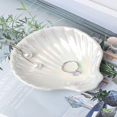 1Pc Shell Shaped Porcelain Jewelry Plate DJEW-LP0001-29-1