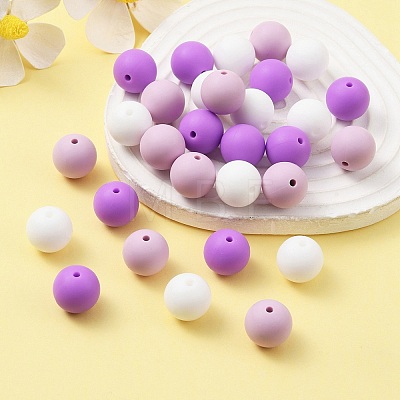 30Pcs 3 Colors Silicone Beads Round Rubber Bead 15MM Loose Spacer Beads for DIY Supplies Jewelry Keychain Making SIL-FS0001-01A-1