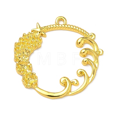 Ocean Theme Alloy Open Back Bezel Pendants PALLOY-F321-03G-1