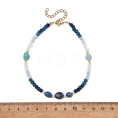 Dyed Natural Malaysia Jade & Blue Aventurine & Amazonite Beads Beaded Anklets for Women AJEW-AN00832-03-1