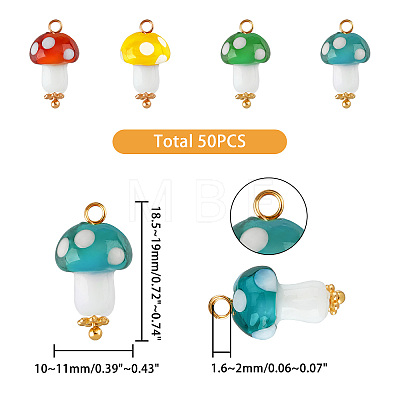 50Pcs Handmade Lampwork Pendants FIND-FH0005-02-1