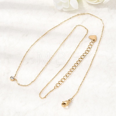 304 Stainless Steel Rhinestone Pendant Necklaces NJEW-K305-07G-1