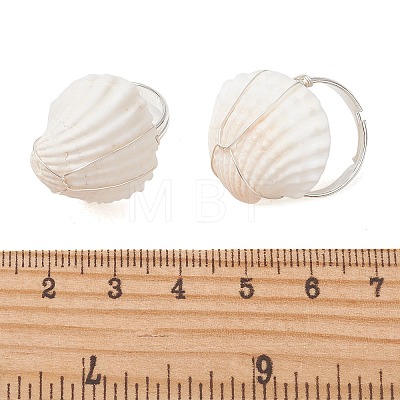 Spiral Shell & Brass Finger Rings for Women RJEW-TA00239-1