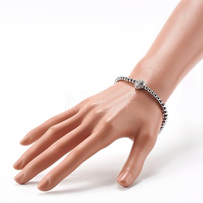 Energy Power Non-magnetic Synthetic Hematite Stretch Bracelet for Men Women BJEW-JB06797-02-1