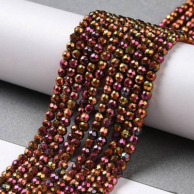 Electroplate Glass Beads Strands GLAA-H021-01B-FP10-1