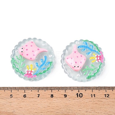 Ocean Theme Flat Round Resin Cabochons CRES-T025-02A-1