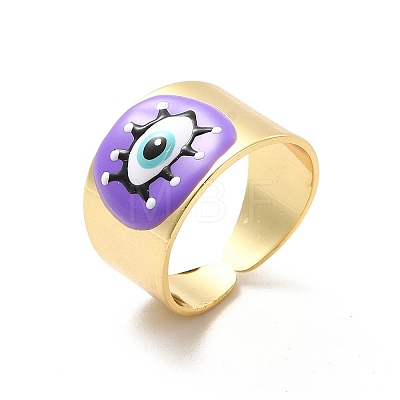 Enamel Horse Eye Open Cuff Rings RJEW-P042-01G-02-1