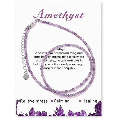 2MM Synthetic Gemstone Faceted Round Beaded Necklaces for Women NC9294-2-1
