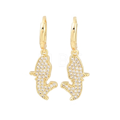 Nuggets Brass Micro Pave Clear Cubic Zirconia Leverback Earrings EJEW-H182-03G-1