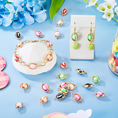 20Pcs Polymer Clay Ball & CCB Oval Frame Links Connector Charms CLAY-TADJ0001-03-1