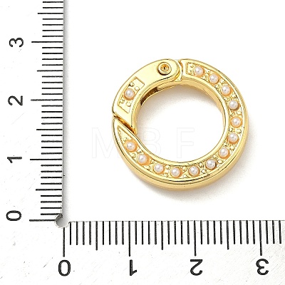 Brass with ABS Plastic Imitation Pearl Snap Clasps KK-I476-22G-1