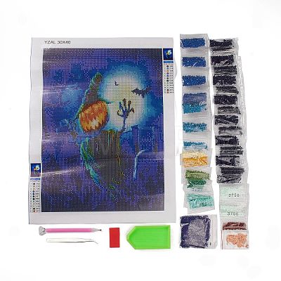 DIY Halloween Theme Full Drill Diamond Painting Canvas Kits DIY-G088-01C-1