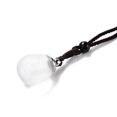 Teardrop Openable Container Glass Pendant Necklace NJEW-P258-02-1
