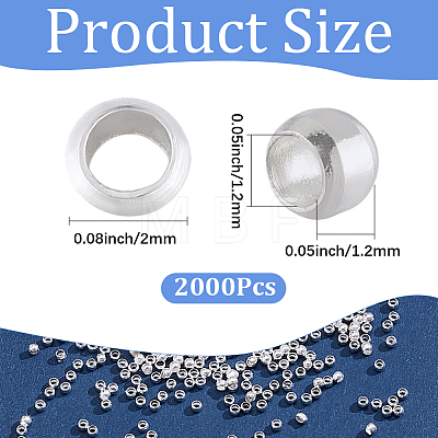 2000Pcs Brass Crimp Beads KK-SP0002-62S-1