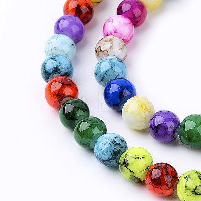 Spray Painted Glass Beads Strands X-DGLA-MSMC001-14-1
