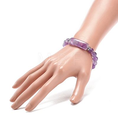 Natural Amethyst Beaded Stretch Bracelet BJEW-JB08879-05-1