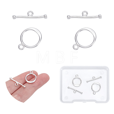 2Pcs 925 Sterling Silver Toggle Clasps STER-UN0001-46-1