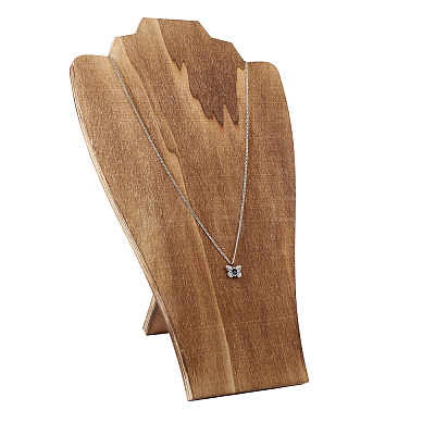 Bust Wooden Display Stands for Necklaces ODIS-WH0331-54-1