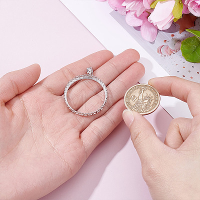1Pc 925 Sterling Silver Coin Holder Bezel STER-NB0001-13-1