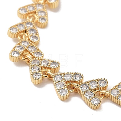 Rack Plating Brass Pave Clear Cubic Zirconia Arrow Link Chain Bracelets for Women BJEW-R317-04G-1