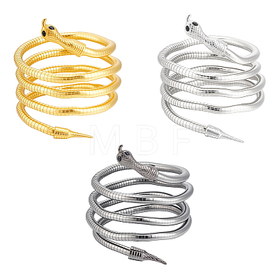 3Pcs 3 Colors Adjustable Flexible Alloy Snake Choker Necklaces for Women Men NJEW-UN0001-94-1
