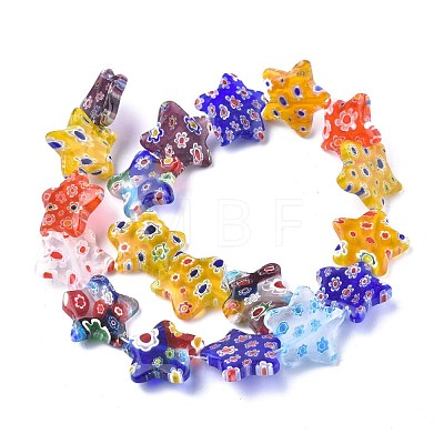 Star Handmade Millefiori Glass Beads Strands LK-R004-78-1