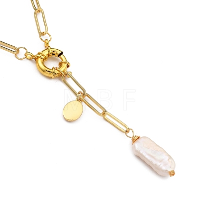 Natural Baroque Pearl Keshi Pearl Lariat Necklaces NJEW-JN03042-1