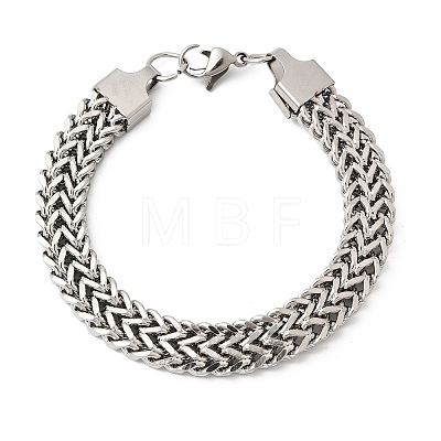 201 Stainless Steel Diamond-Cut Wheat Chain Bracelets for Men STAS-T077-07P-1