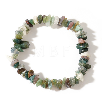 Natural Indian Agate Chips Bead Stretch Bracelets for Women Men CI5318-25-1