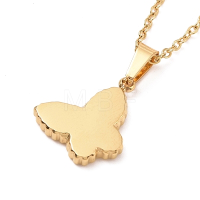 Synthetic Shell Butterfly Pendant Necklace NJEW-A004-31G-1
