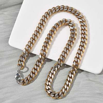 10MM 201 Stainless Steel Cuban Link Chain Necklaces for Women Men NJEW-F360-01G-1