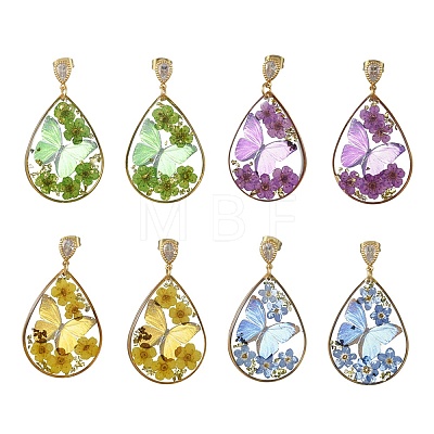 Transparent Epoxy Resin & 304 Stainless Steel & Brass Stud Dangle Earrings EJEW-JE07238-1