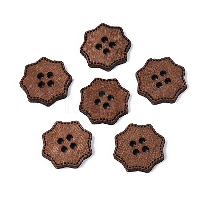 4-Hole Flower Wood Buttons BUTT-Q046-12B-1
