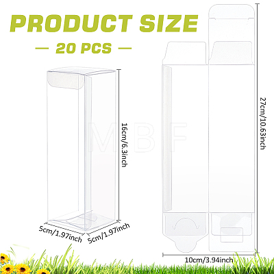 BENECREAT 20Pcs Rectangle Transparent Plastic PVC Box Gift Packaging CON-BC0007-28-1